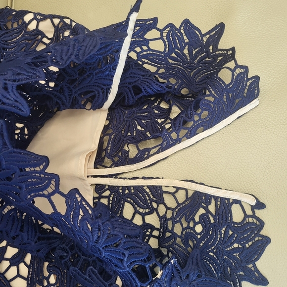 Revolve keepsake dress nude with royal blue knee length - Picture 6 of 11